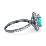 Halo Art Deco Cushion Cut Wedding Bridal Ring Round Simulated Cubic Zirconia 925 Sterling Silver