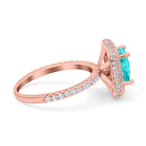 Halo Art Deco Cushion Cut Wedding Bridal Ring Round Simulated Cubic Zirconia 925 Sterling Silver