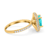 Halo Art Deco Cushion Cut Wedding Bridal Ring Round Simulated Cubic Zirconia 925 Sterling Silver