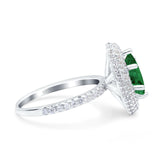 Halo Art Deco Marquise Wedding Bridal Ring Round Simulated Cubic Zirconia 925 Sterling Silver