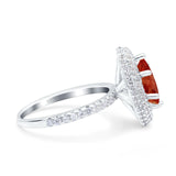 Halo Art Deco Marquise Wedding Bridal Ring Round Simulated Cubic Zirconia 925 Sterling Silver