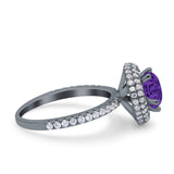 Halo Art Deco Wedding Engagement Bridal Ring Round Simulated Cubic Zirconia 925 Sterling Silver