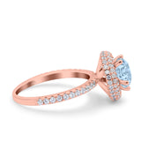 Halo Art Deco Wedding Engagement Bridal Ring Round Simulated Cubic Zirconia 925 Sterling Silver