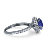 Halo Art Deco Wedding Engagement Bridal Ring Round Simulated Cubic Zirconia 925 Sterling Silver