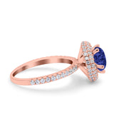 Halo Art Deco Wedding Engagement Bridal Ring Round Simulated Cubic Zirconia 925 Sterling Silver