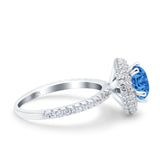 Halo Art Deco Wedding Engagement Bridal Ring Round Simulated Cubic Zirconia 925 Sterling Silver