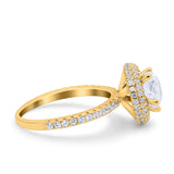 Halo Art Deco Wedding Engagement Bridal Ring Round Simulated Cubic Zirconia 925 Sterling Silver