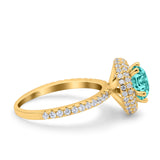 Halo Art Deco Wedding Engagement Bridal Ring Round Simulated Cubic Zirconia 925 Sterling Silver