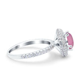 Halo Art Deco Wedding Engagement Bridal Ring Round Simulated Cubic Zirconia 925 Sterling Silver