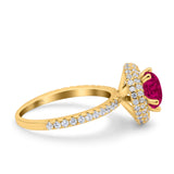 Halo Art Deco Wedding Engagement Bridal Ring Round Simulated Cubic Zirconia 925 Sterling Silver