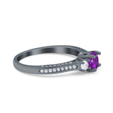 Three Stone Vintage Engagement Bridal Ring Round Simulated Cubic Zirconia 925 Sterling Silver