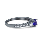 Three Stone Vintage Engagement Bridal Ring Round Simulated Cubic Zirconia 925 Sterling Silver