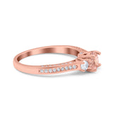 Three Stone Vintage Engagement Bridal Ring Round Simulated Cubic Zirconia 925 Sterling Silver