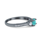 Three Stone Vintage Engagement Bridal Ring Round Simulated Cubic Zirconia 925 Sterling Silver