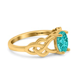 Oval Solitaire Celtic Wedding Ring Simulated Cubic Zirconia 925 Sterling Silver