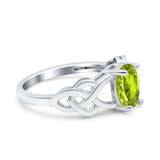 Oval Solitaire Celtic Wedding Ring Simulated Cubic Zirconia 925 Sterling Silver