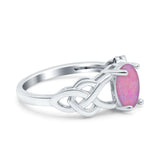 Oval Solitaire Celtic Wedding Ring Simulated Cubic Zirconia 925 Sterling Silver