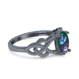 Oval Solitaire Celtic Wedding Ring Simulated Cubic Zirconia 925 Sterling Silver