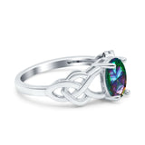 Oval Solitaire Celtic Wedding Ring Simulated Cubic Zirconia 925 Sterling Silver