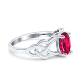 Oval Solitaire Celtic Wedding Ring Simulated Cubic Zirconia 925 Sterling Silver