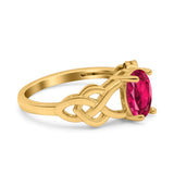 Oval Solitaire Celtic Wedding Ring Simulated Cubic Zirconia 925 Sterling Silver