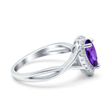 Teardrop Pear Twist Infinity Shank Wedding Ring Simulated Cubic Zirconia 925 Sterling Silver