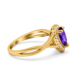 Teardrop Pear Twist Infinity Shank Wedding Ring Simulated Cubic Zirconia 925 Sterling Silver