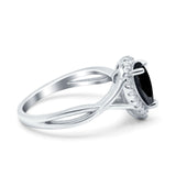 Teardrop Pear Twist Infinity Shank Wedding Ring Simulated Cubic Zirconia 925 Sterling Silver