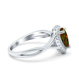 Teardrop Pear Twist Infinity Shank Wedding Ring Simulated Cubic Zirconia 925 Sterling Silver