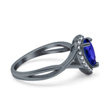 Teardrop Pear Twist Infinity Shank Wedding Ring Simulated Cubic Zirconia 925 Sterling Silver