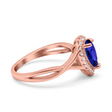 Teardrop Pear Twist Infinity Shank Wedding Ring Simulated Cubic Zirconia 925 Sterling Silver