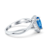 Teardrop Pear Twist Infinity Shank Wedding Ring Simulated Cubic Zirconia 925 Sterling Silver