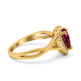 Teardrop Pear Twist Infinity Shank Wedding Ring Simulated Cubic Zirconia 925 Sterling Silver