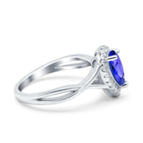 Teardrop Pear Twist Infinity Shank Wedding Ring Simulated Cubic Zirconia 925 Sterling Silver