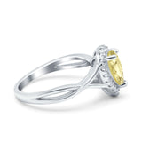 Teardrop Pear Twist Infinity Shank Wedding Ring Simulated Cubic Zirconia 925 Sterling Silver