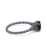 Art Deco Cushion Three Stone Wedding Bridal Ring Round Simulated Cubic Zirconia 925 Sterling Silver