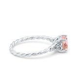 Art Deco Cushion Three Stone Wedding Bridal Ring Round Simulated Cubic Zirconia 925 Sterling Silver