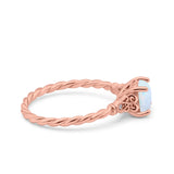 Art Deco Cushion Three Stone Wedding Bridal Ring Round Simulated Cubic Zirconia 925 Sterling Silver