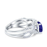 Two Piece Bridal Set Art Deco Princess Cut Wedding Engagement Marquise Round Simulated Cubic Zirconia 925 Sterling Silver