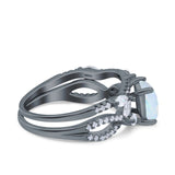 Two Piece Bridal Set Art Deco Princess Cut Wedding Engagement Marquise Round Simulated Cubic Zirconia 925 Sterling Silver