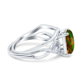 Two Piece Art Deco Emerald Cut Wedding Engagement Ring Marquise Simulated Cubic Zirconia 925 Sterling Silver