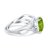 Two Piece Art Deco Emerald Cut Wedding Engagement Ring Marquise Simulated Cubic Zirconia 925 Sterling Silver