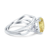 Two Piece Art Deco Emerald Cut Wedding Engagement Ring Marquise Simulated Cubic Zirconia 925 Sterling Silver