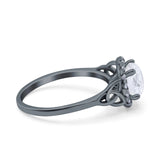 Halo Art Deco Wedding Engagement Ring Round Simulated Cubic Zirconia 925 Sterling Silver