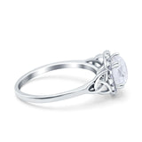 Halo Art Deco Wedding Engagement Ring Round Simulated Cubic Zirconia 925 Sterling Silver
