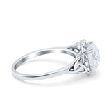 Halo Art Deco Wedding Engagement Ring Round Simulated Cubic Zirconia 925 Sterling Silver