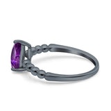 Teardrop Art Deco Pear Wedding Engagement Ring Round Simulated Cubic Zirconia 925 Sterling Silver