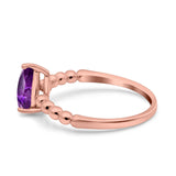 Teardrop Art Deco Pear Wedding Engagement Ring Round Simulated Cubic Zirconia 925 Sterling Silver