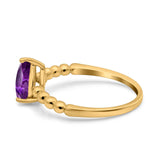 Teardrop Art Deco Pear Wedding Engagement Ring Round Simulated Cubic Zirconia 925 Sterling Silver