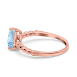 Teardrop Art Deco Pear Wedding Engagement Ring Round Simulated Cubic Zirconia 925 Sterling Silver